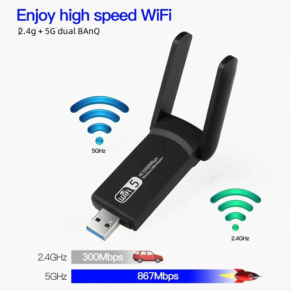 1300Mbps USB3.0 WiFi Adapter Dual Band 2.4G 5G Wireless WiFi Dongle Antenna USB Ethernet Network Card Receiver For PC RTL8812