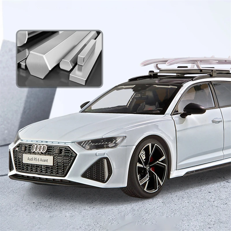 1/18 Audi RS6 Avant Station Wagon Alloy Car Model Diecasts Metal Sports Car Vehicles Model Simulation Sound Light Kids Toys Gift