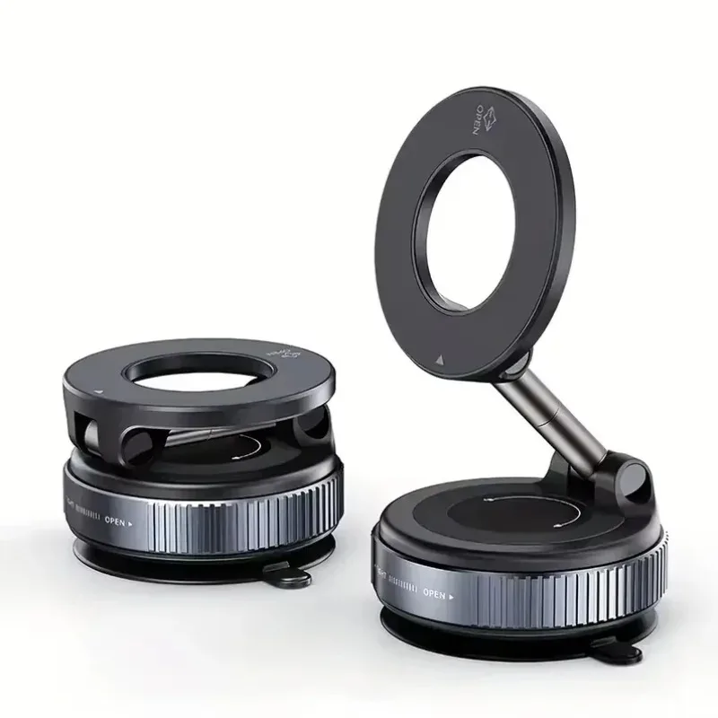 LUSQI Strong Magnetic Car Phone Holder Foldable Tri-Axis Rotation Live Streaming Upgraded Suction Cup Mount For Iphone