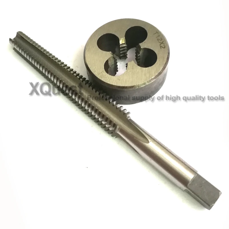 2PCS Metric Right Trapezoidal thread taps and Die set Tr12 TR12X2 TR12X3 T Left hand TR screw tap Round dies T12 T12X2 T12X3