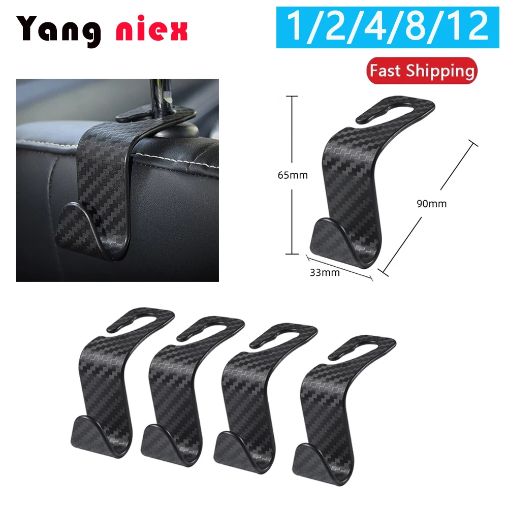 

1/2/4/8/12Pcs Auto Seat Headrest Hook Storage Hanger Car Vehicle Back Seat Organizer Holder for Bag Handbag Purse Clothes Coats