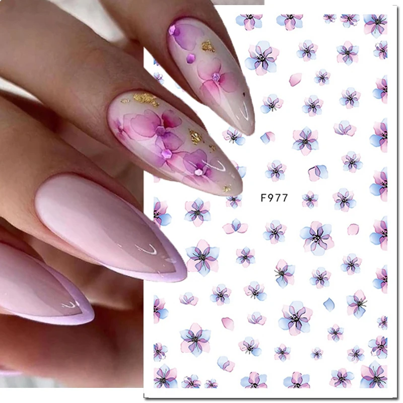 3d Nail Art Stickers Dry Little Petals Florals Nuance Flowers Adhesive Sliders Decals For Nails Decorations Manicure