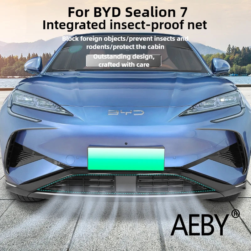 AEBY For BYD Sealion 7 2024 Car Front Grille Cover Stainless Steel Anti Insect Bug Protection, Car Front Exterior Accessories