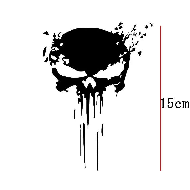 15cm Marvel Punisher Skull Personality Car Bumper Rear Window Decal Motorcycle Reflective Vinyl Waterproof Sticker Decal