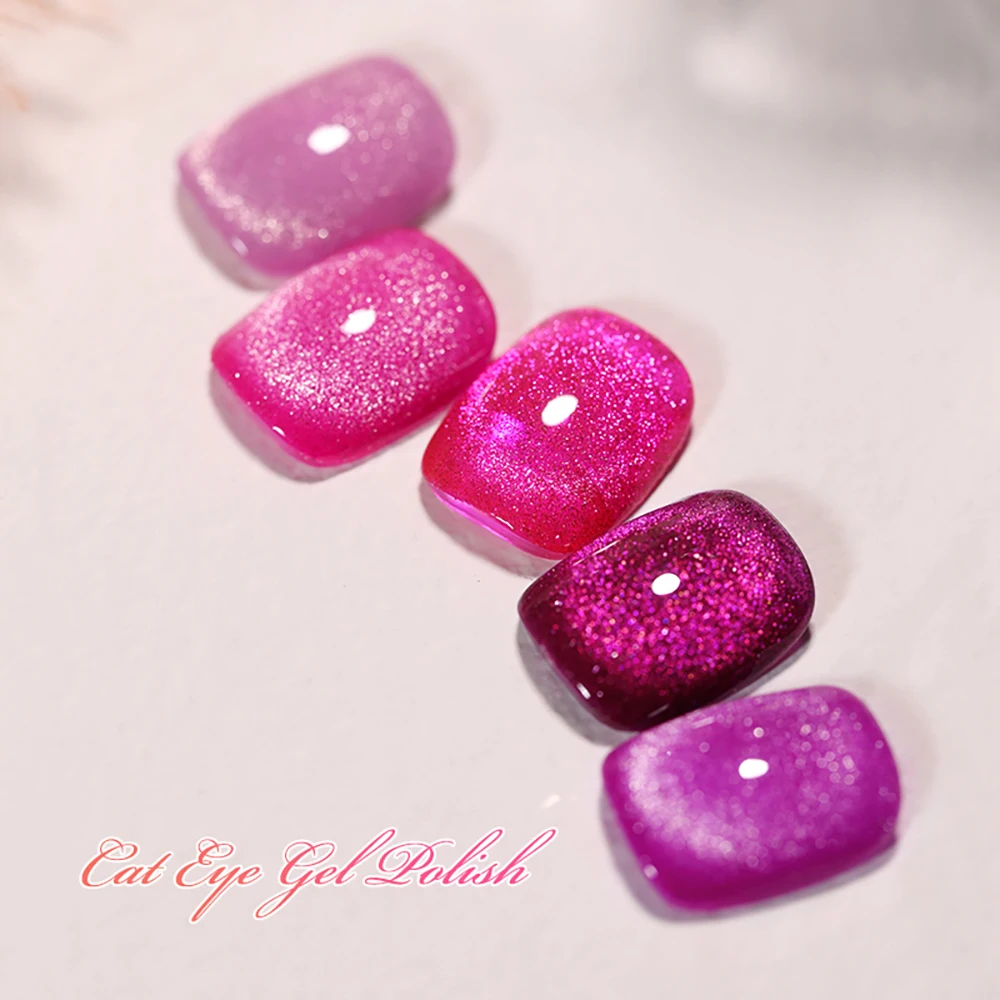 Vendeeni 10 Colors Pink Purple Glitter Broken Diamond Cat Eye Nail Gel Polish Magnetic UV LED Soak Off Gel Varnish For Nail Art