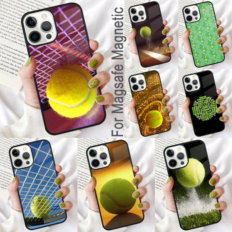 Tennis ball movement Magnetic Soft Phone Case for iPhone 16 Promax 15 Pro 13 14 Plus 11 12 Mini MagSafe Coque