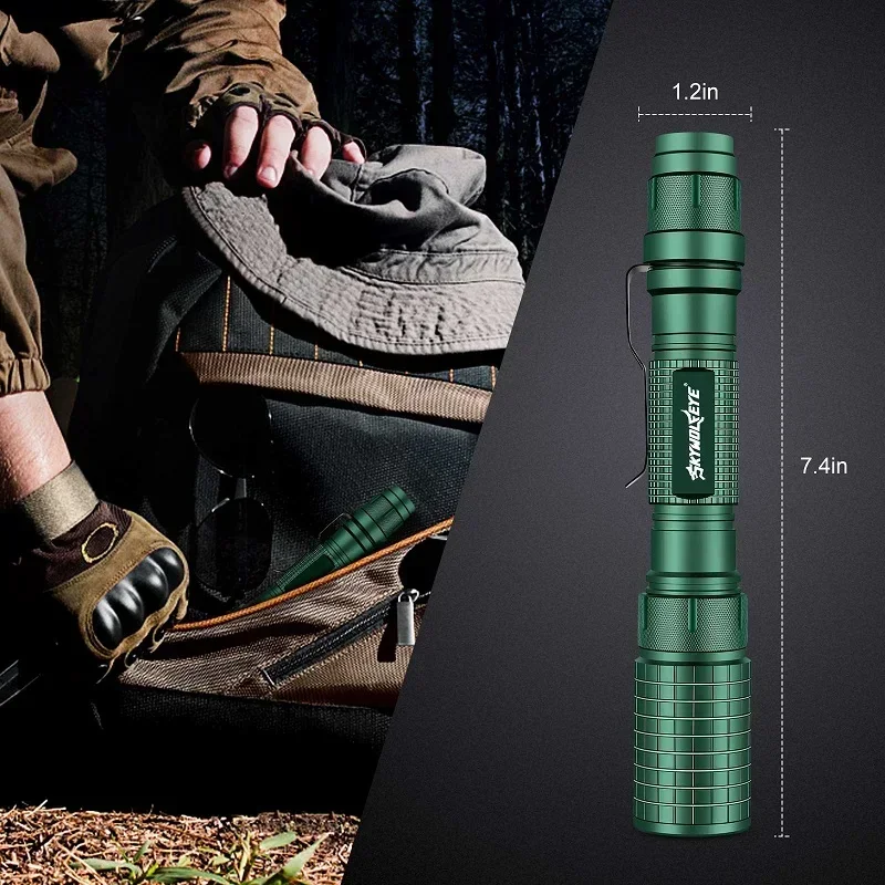 Skywolfeye 6pcs Zoomable Flashlight Set Waterproof  5 Lighting Modes Torch and 2 Slot Battery Charger for Camping