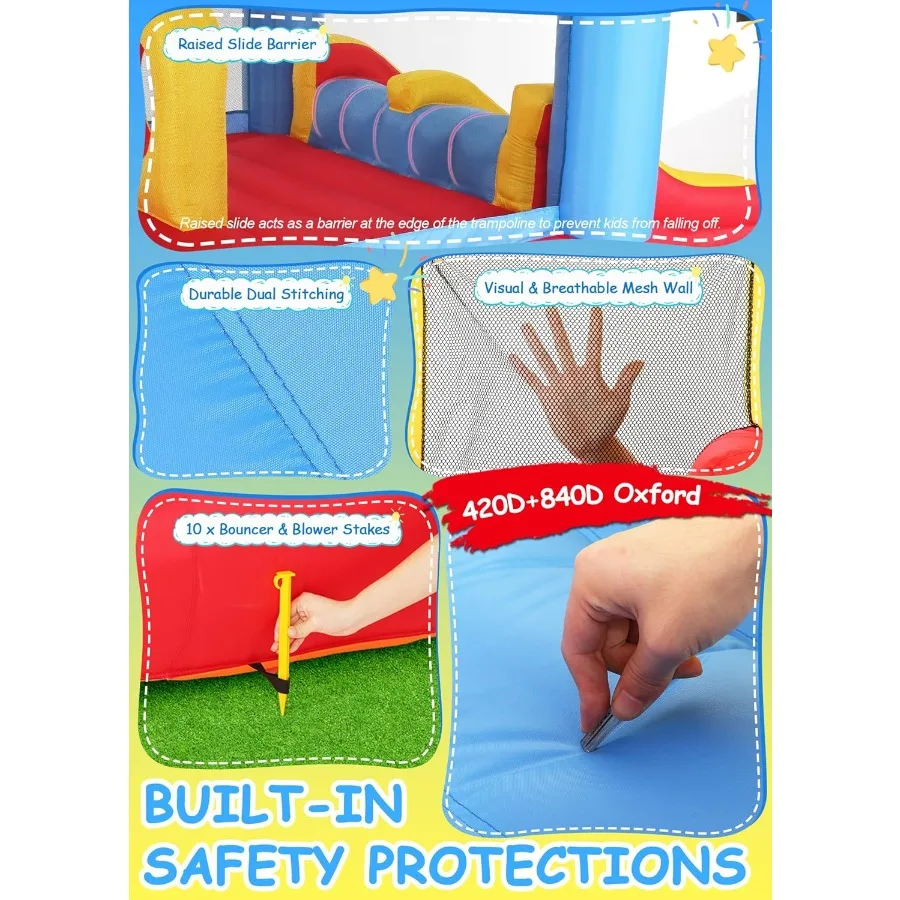 บ้านลมเป่าลมพร้อมสไลเดอร์แข่งรถคู่แบบยกสูงสำหรับเด็กอายุ 3-6 ปี พร้อมห่วงกระโดด ปราสาทลมเป่าลมขนาดใหญ่พร้อมเครื่องกีดขวาง