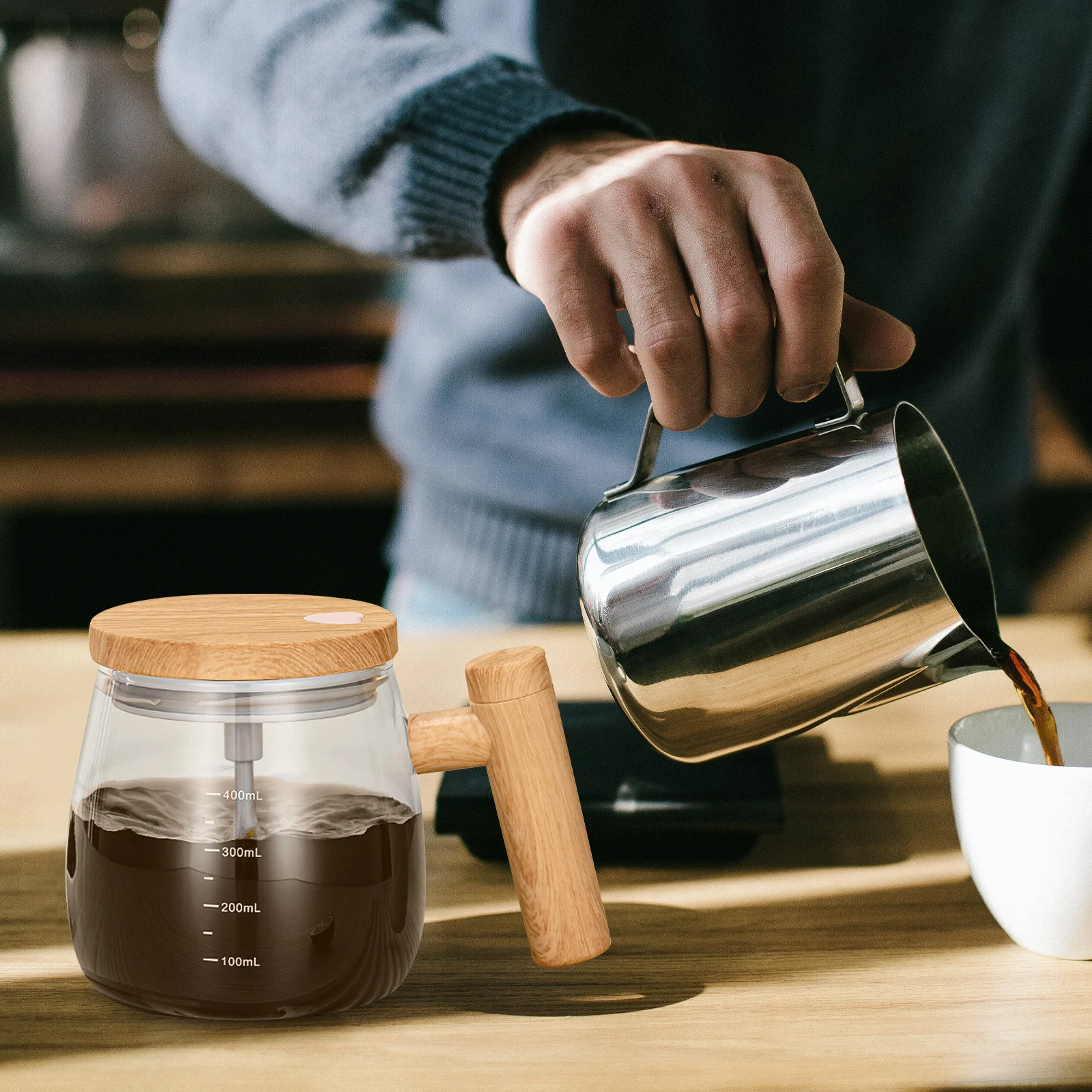 

Self Stirring Cup Glass Mixing Mug Handle Cover For Coffee Shake Automatic Stirring Bottle Kitchen Barware