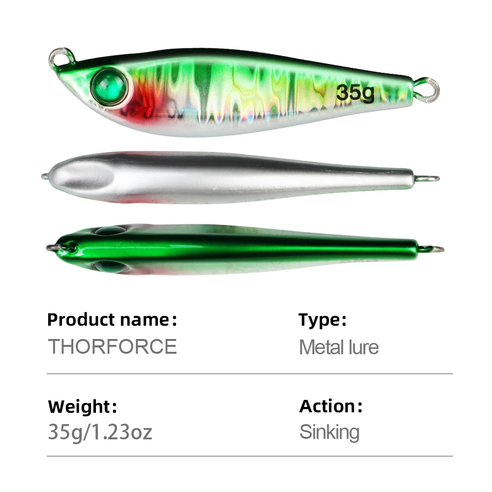 Thorforce Tungsten Jig Lures 35g 1PC Tungsten Material Luminous Laser Paper Metal Jigging Saltwater Fishing Hard Bait