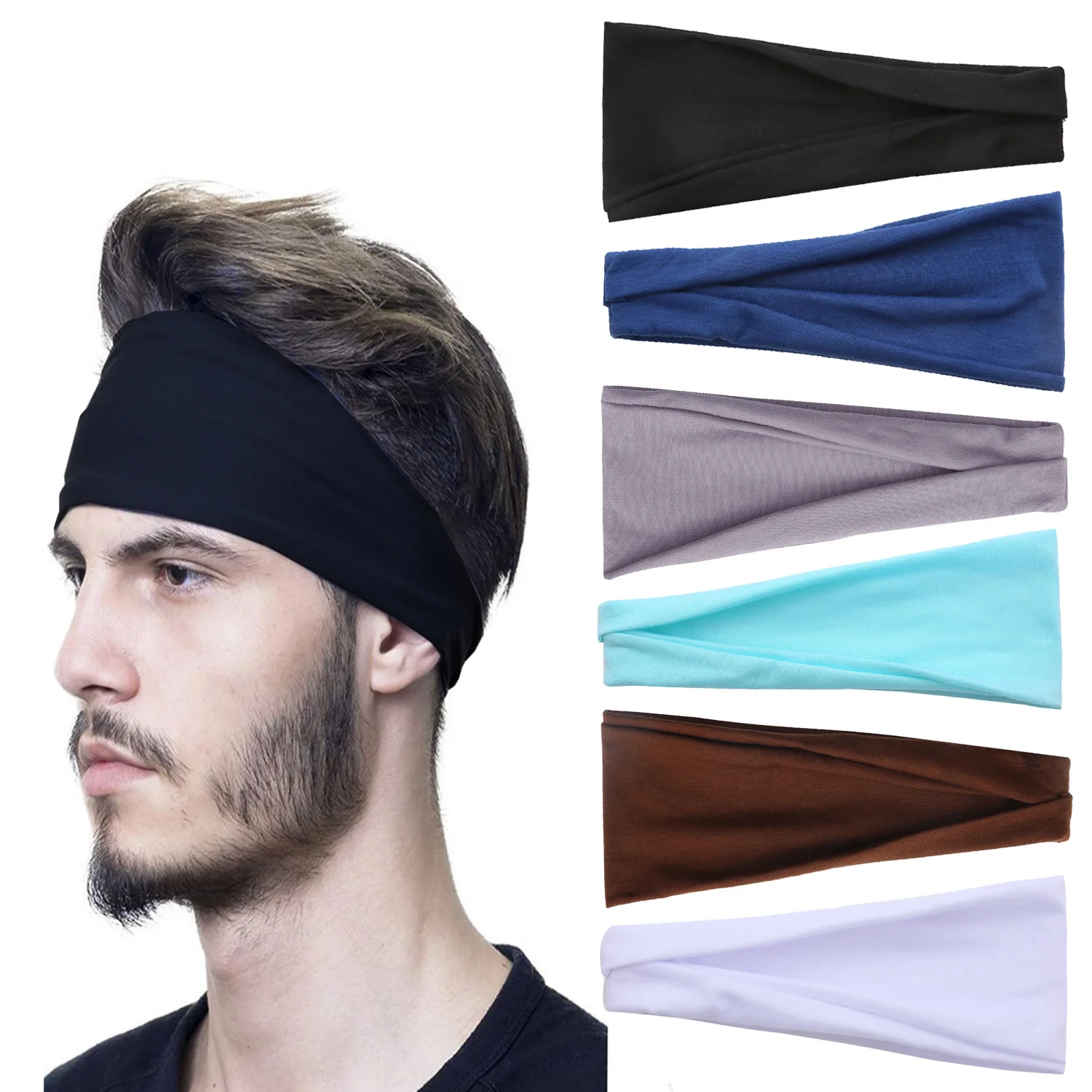 Sports Headband Running Fitness Sweatband Elastic Absorbent Sweat Cycling Jog Tennis Yoga Gym Head Band Hair Bandage Men Women