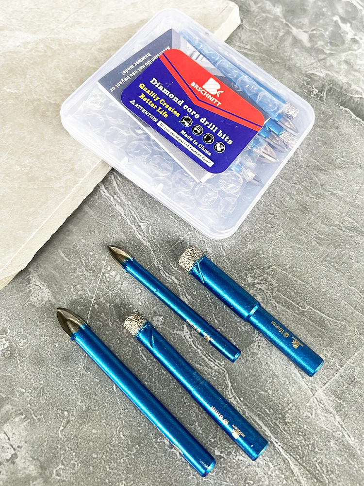 

BRSCHNITT Dry Core Bit Diamond Drill Bit Set 10pcs/pack Core Drill Bit Round Shank for Porcelain Tile Ceramic Stone Granite