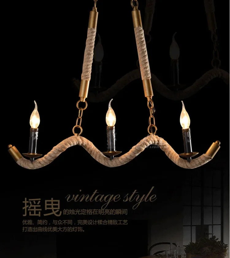 

Hemp rope 3 bulbs E14 Tom instrument pendant light small vintage restaurant lamp bar lamps for wholesale supplier