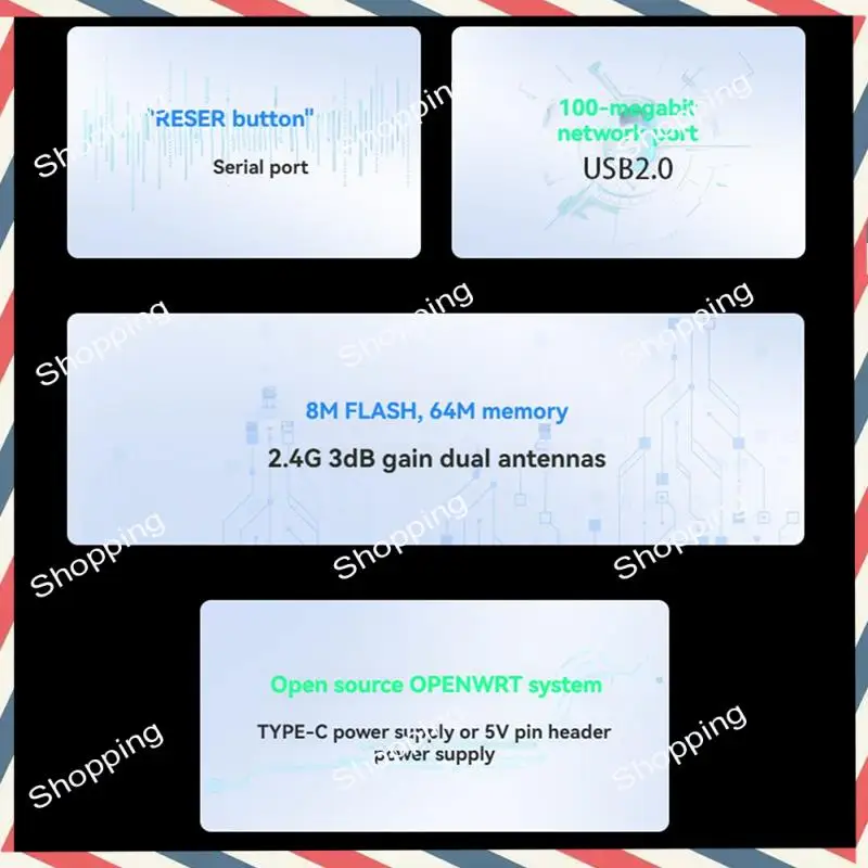 

M20K Модуль Wi-Fi-маршрутизатора 2,4G Беспроводная связь 300 Мбит/с Двойная антенна FPV Передача видео MT7620N Модуль маршрутизатора с открытым исходным кодом