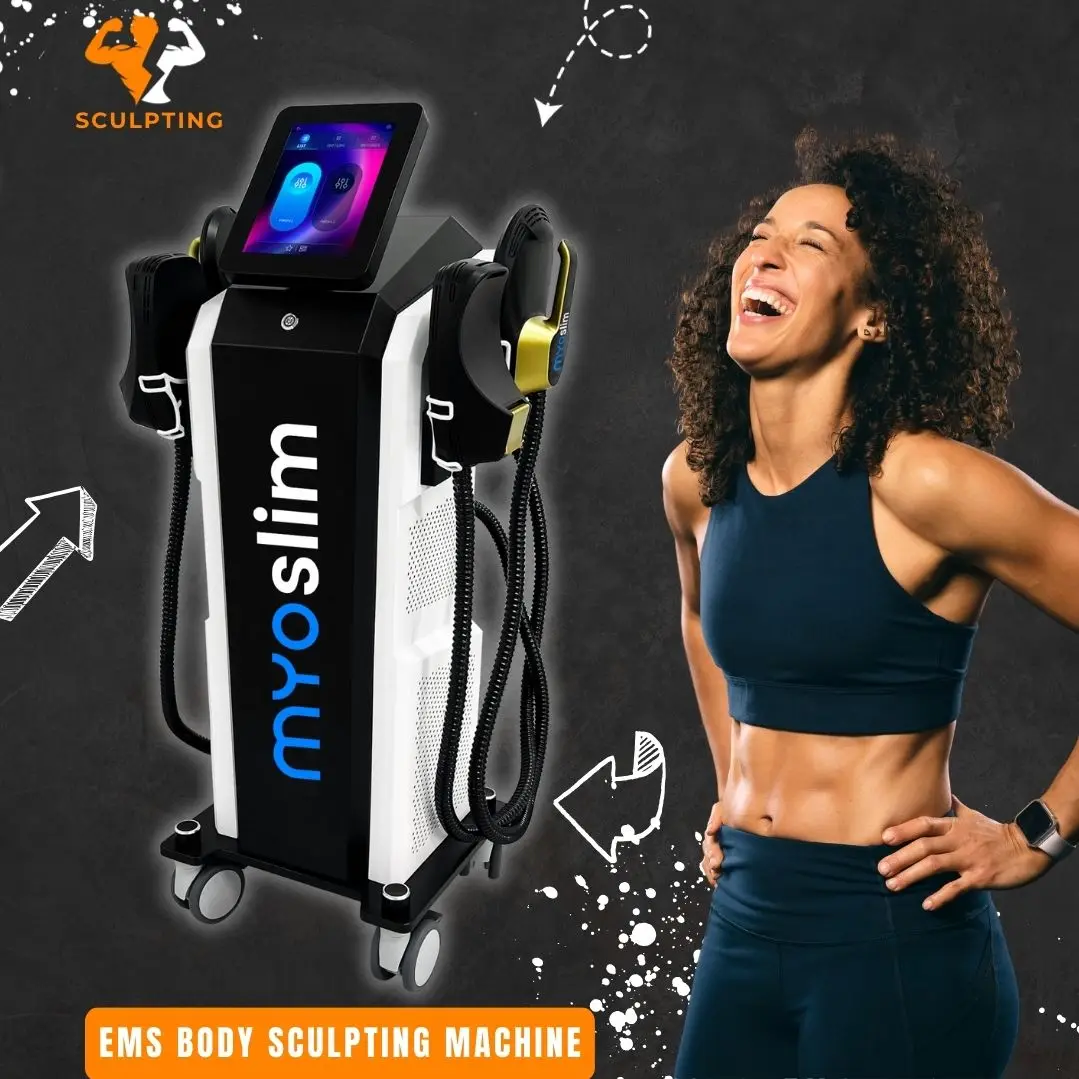 Body Sculpting Body Contouring Machine EMS System Reduce Belly Fat Build Abs MYOSLIM RF Technology 6500W 200HZ 15T