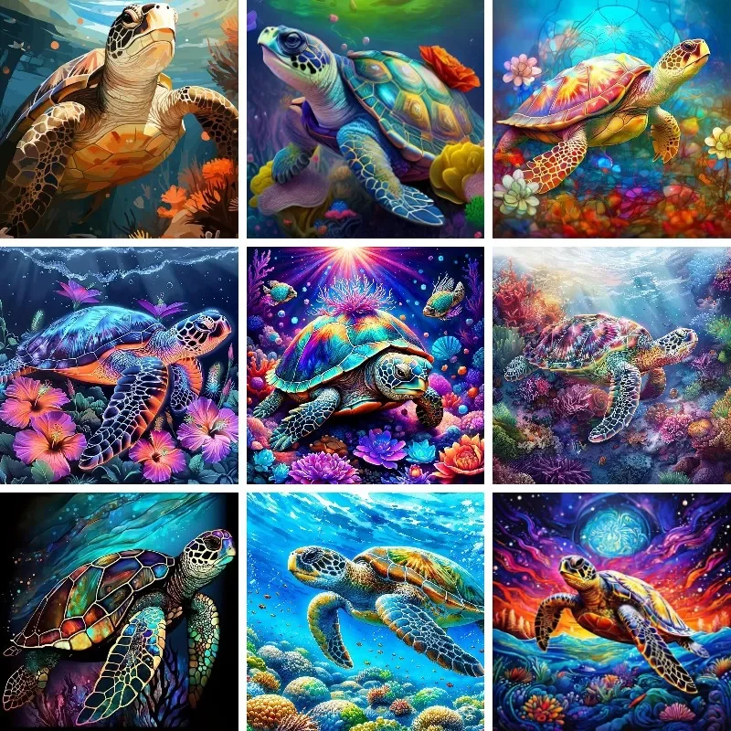 

Underwater World, Diamond Painting, Colorful Sea Turtle Portrait, Cross Stitch Kits, Landscape ,Mosaic Embroidery Picture ,Decor