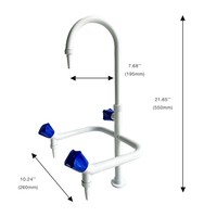 China Laboratory And Medical Use Dual Head Drench Hose Deck Mount Stainless Steel Faucet Eyewash Bottle Triplet Table Nozzle
