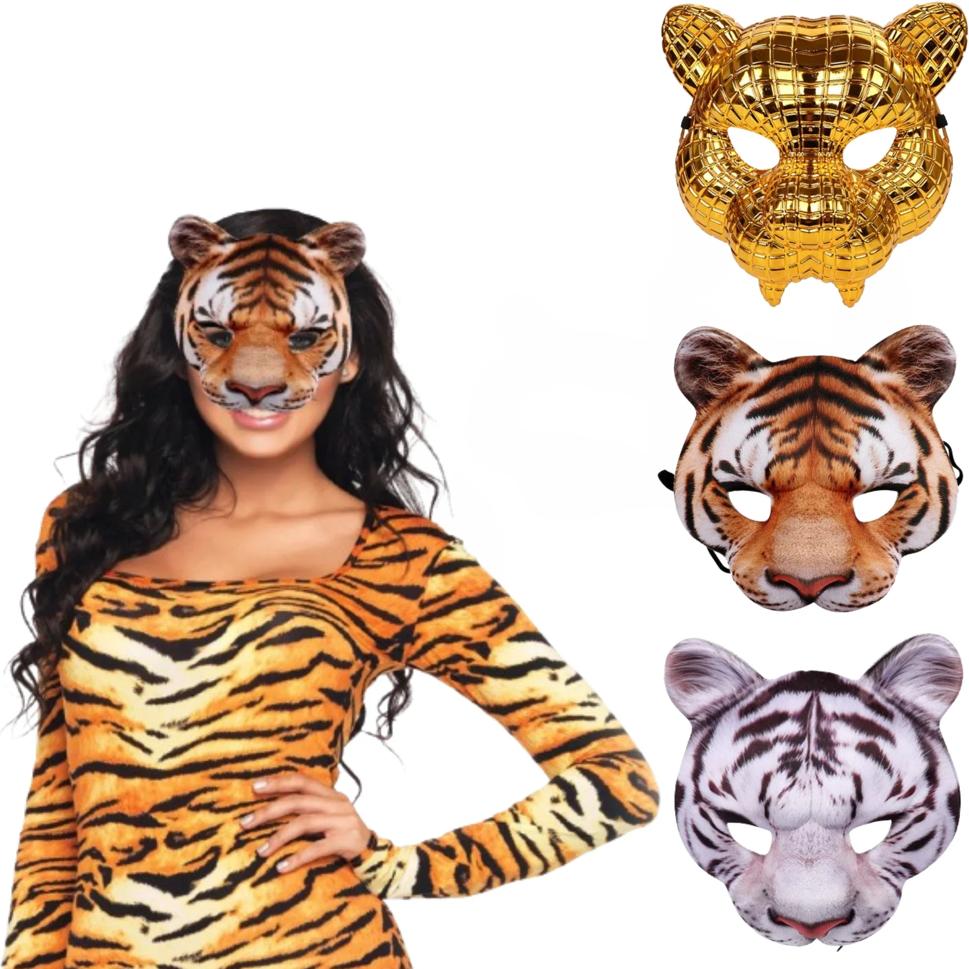 

Halloween Animal mask Cosplay Tiger Leopard Stage Show Prop Mask Costume Accessories Golden Leopard Party Mask Party Supplies