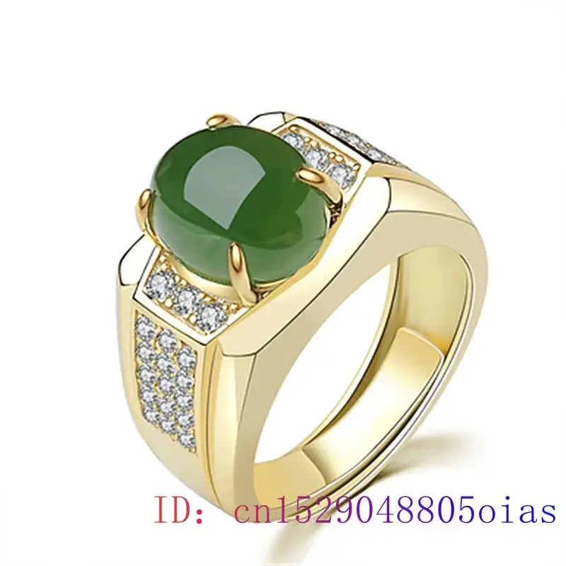 

Green Jade Ring Women Men Amulet Gifts Natural Chalcedony Zircon Gemstone Jewelry Fashion Crystal Charm 925 Silver