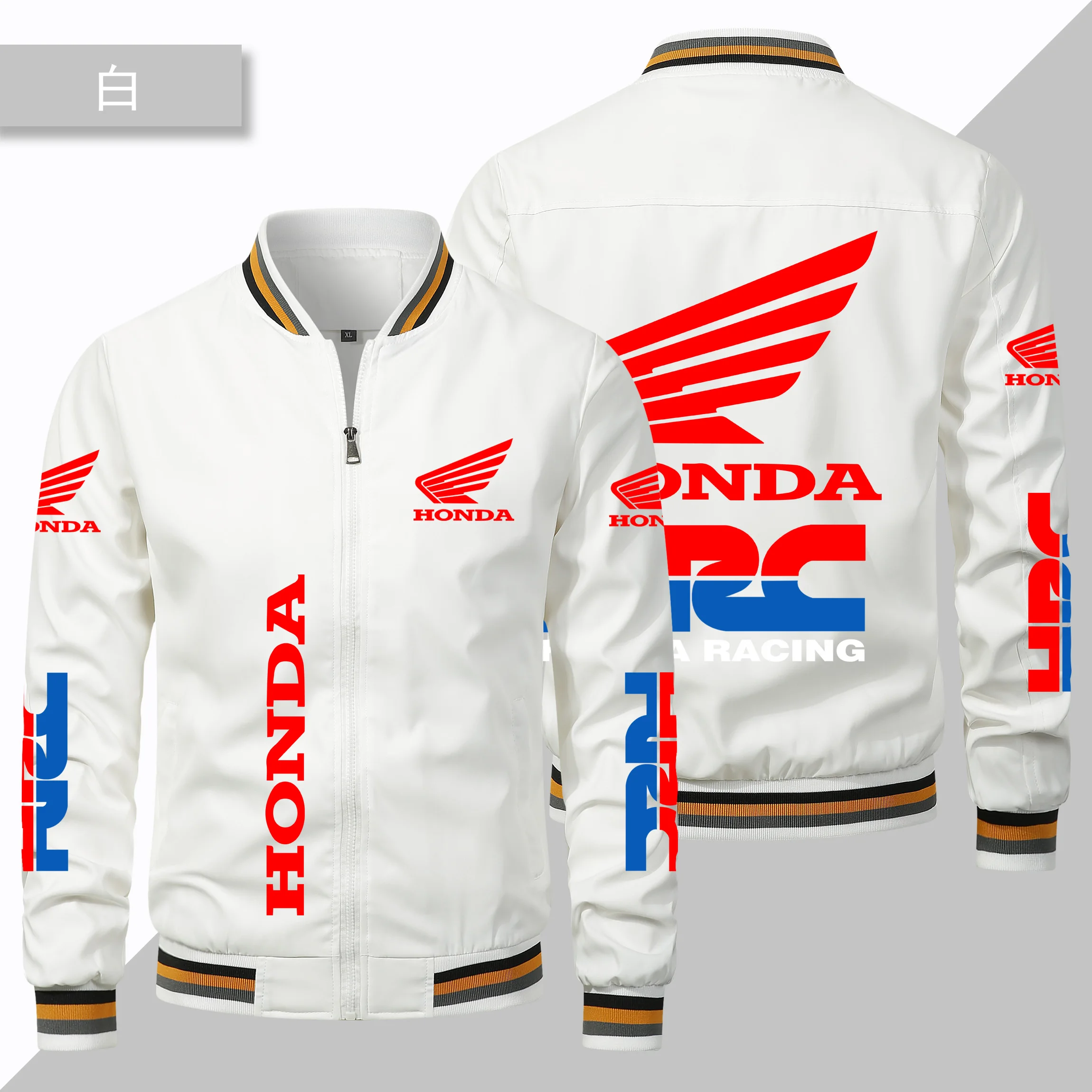 Motorcycle Jacket Honda Red Wing HRC Printed Jacket Casual Harajuku Baseball Jacket Oversized Customized Honda Racing Team Wear