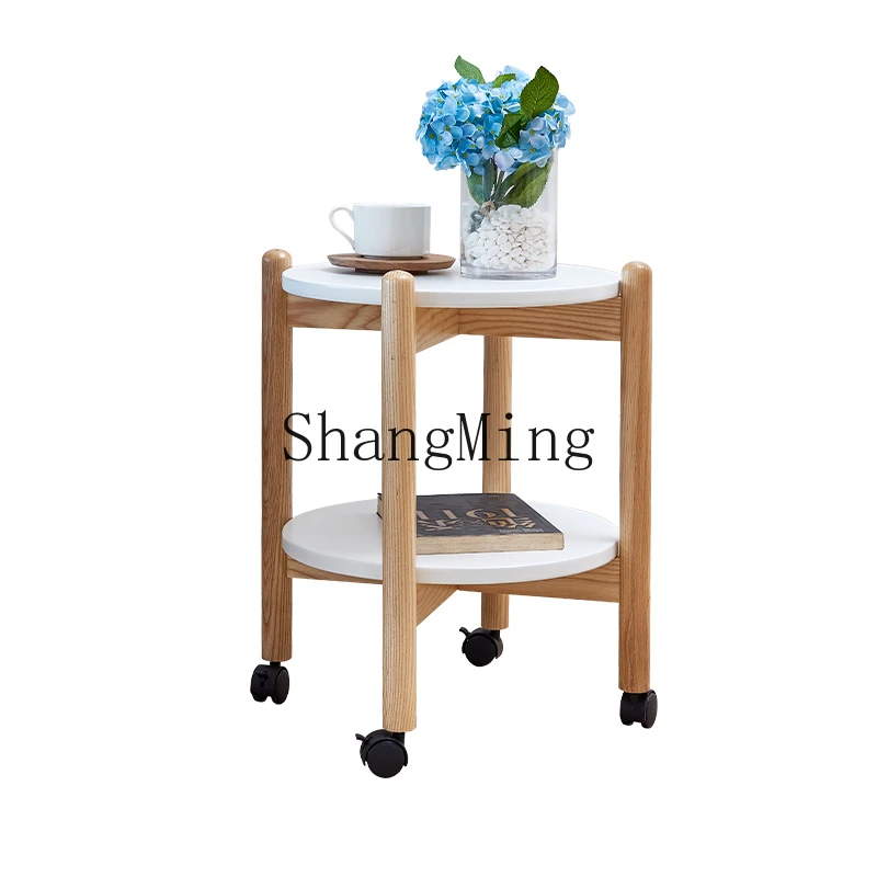 

LXY simple mobile small coffee table living room bedroom small round family dining car