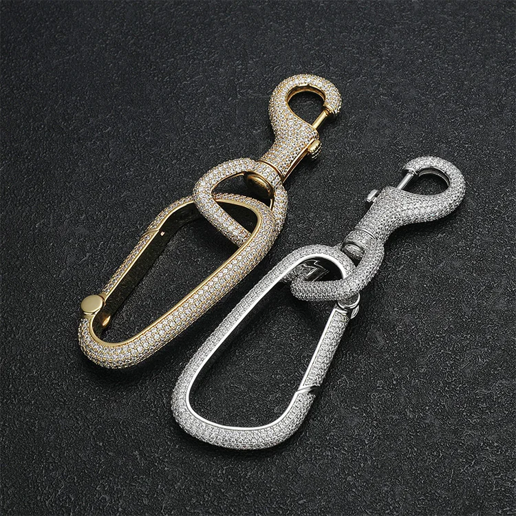 

JWY New Style Gold and Silver Plated Brass Hip Hop Key Chain Carabiner with Ring
