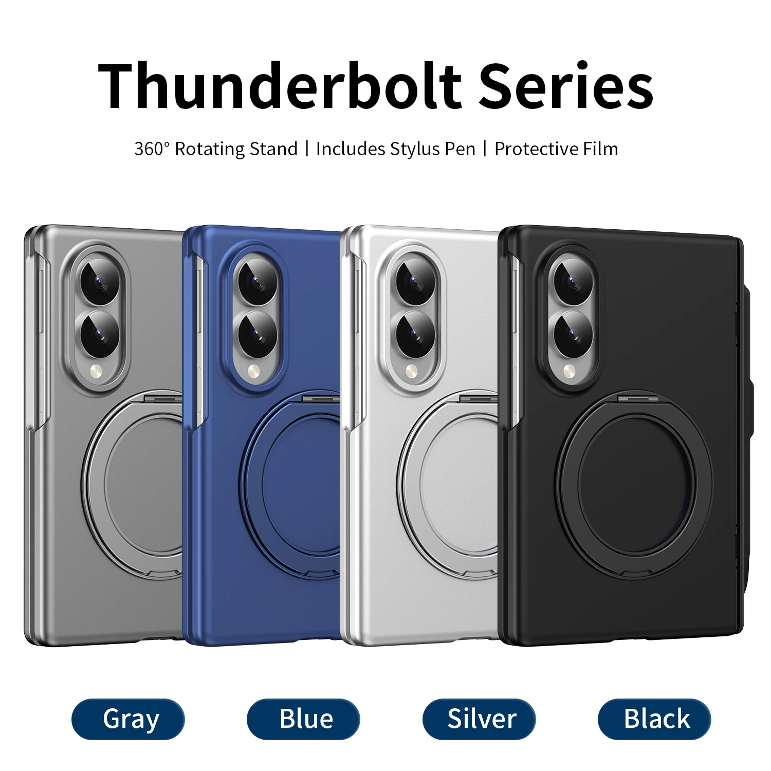 Matte PC Pen Slot Hinge 360 Ring Holder Case for Samsung Galaxy Z Fold 8 Ultra 7 6 5 Glass Film Protector Cover With Stylus