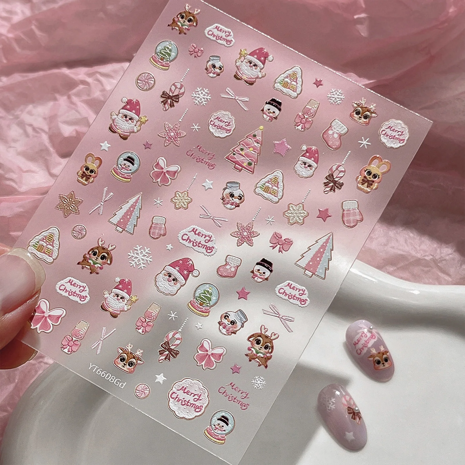 عيد ميلاد سعيد ريترو الراتنج مسمار ملصقات فنية لطيف سانتا ثلج ملصقات الأظافر الزخرفية لمجلات القصاصات Diy بها بنفسك الحرفية الطرف #2