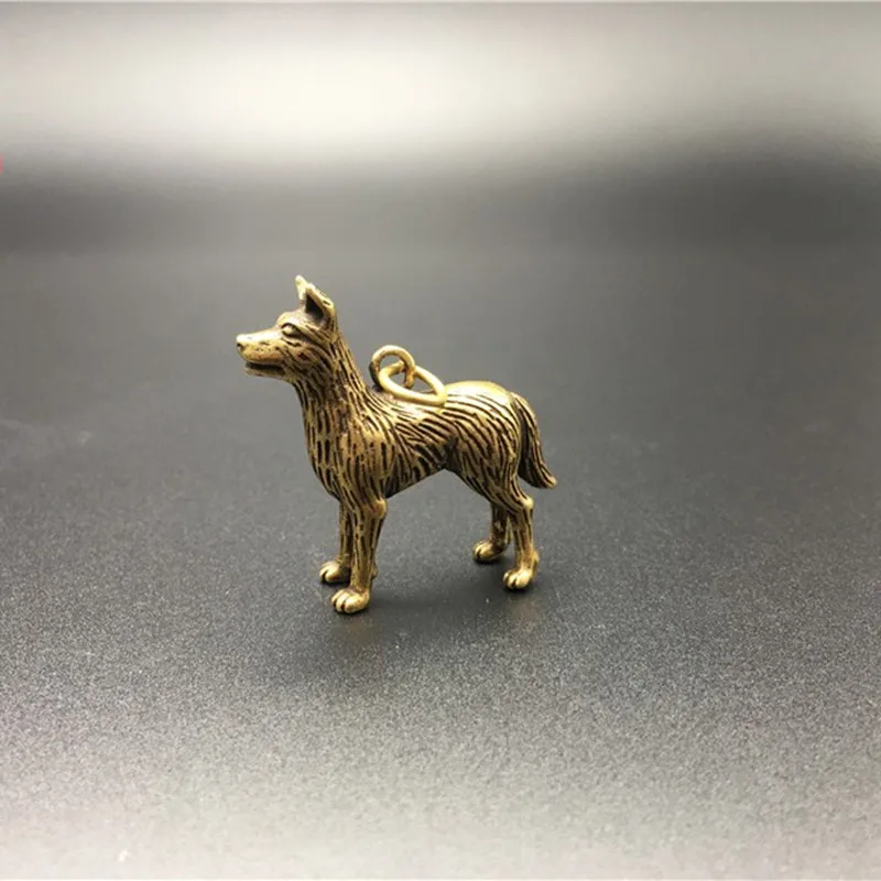 Miniature Golden Retriever Dog Figurine Cute Dog Pendant Necklace Creative Key Chain Pendant Brass Animal Crafts
