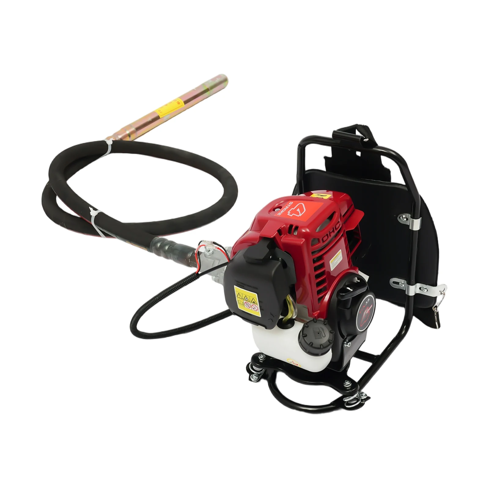1.4HP 4-Stroke Backpack Concrete Vibrator, Air-Cooled Single Cylinder Concrete Vibrating Rod, 1000W Vibrating Concrete Power Screed For Roads, Bridges, Tunnels