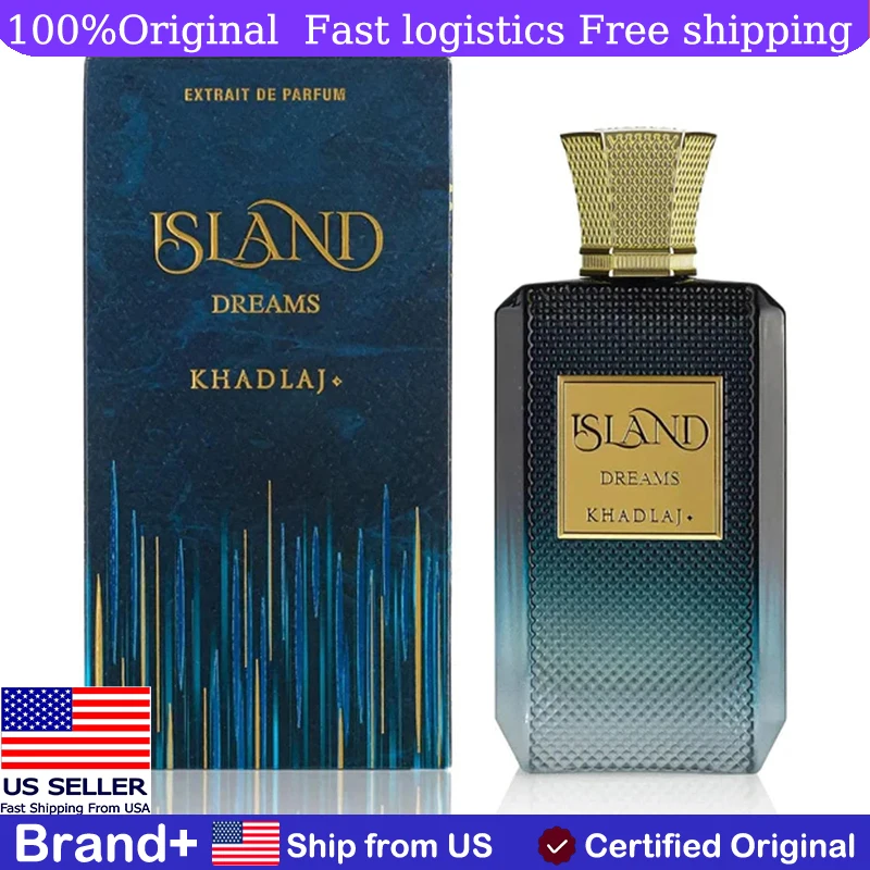 

Khadlaj Island Dreams Fruity Floral Woody Musky Extrait De Parfum Long-Lasting Fragrance for Unisex 3.4 Ounce Cologne Portable