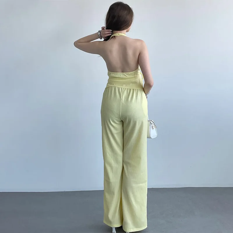 Set di pantaloni a gamba dritta con tasca superiore e cintura senza maniche in puro autunno Nuovo arrivo dalla stagione commerciale