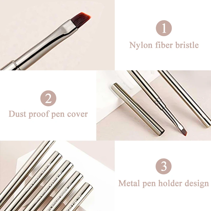 Nail Glue Phototherapy Brush UV Gel Painting Pen Acrylic Nail Art Drawing Liner Brush Metal Manicure Professionnel Brushes Toosl