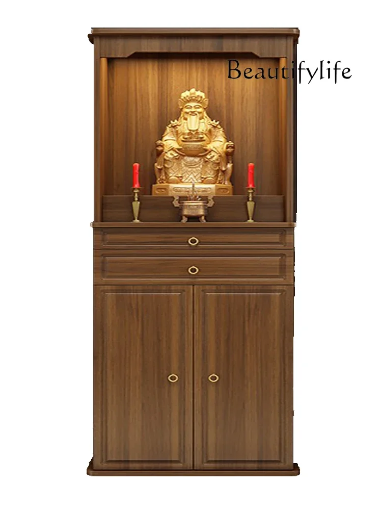 

Solid Wood Buddha Shrine Clothes Closet Chinese God of Wealth Guanyin Altar Buddha Worship Cabinet