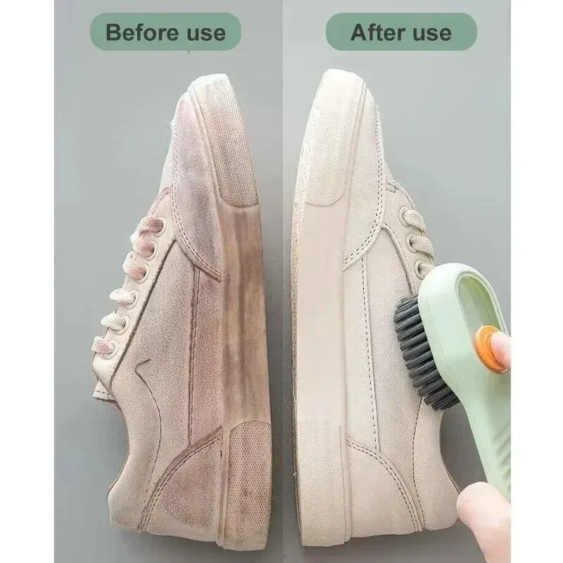 1/2Pcs Cleaning Brush Soft Bristled Liquid Long Handle Multifunction Cleaning Shoe Brush with Hook Clean Tool Clothing Clean