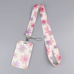 Beautiful Flowers Credential Holder Lanyards for Keys Neck Strap ID Card Gym Phone Straps DIY Hang Rope Keyring Accessories Gift