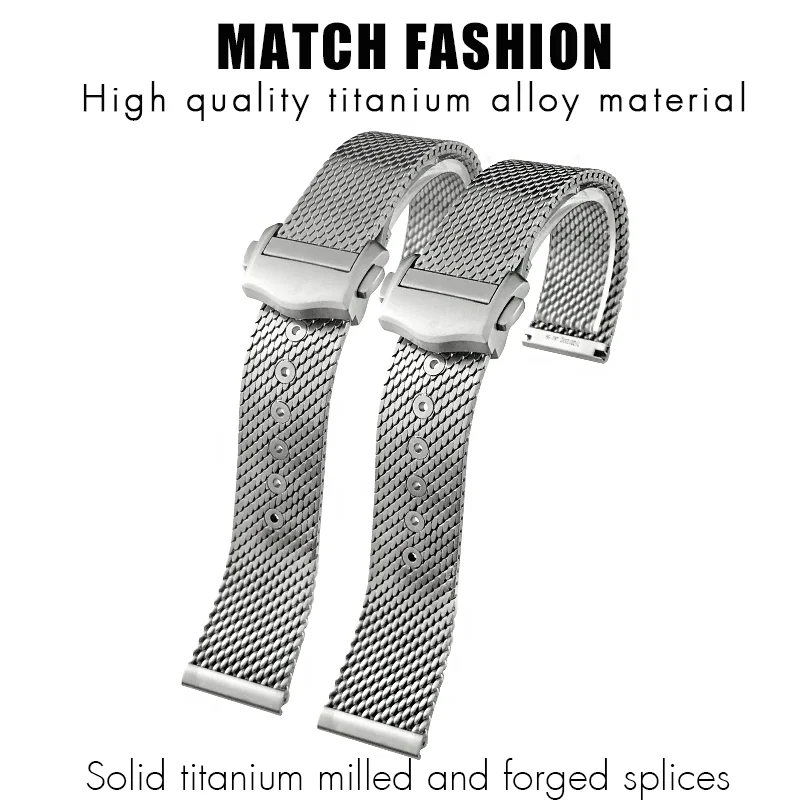 Imagem -02 - Titanium Alloy Steel Woven Verband Strap Relógio Sólido Fecho Dobrável 20 mm Apto para Omega 007 Seamaster Diver 300 sem Tempo para Morrer