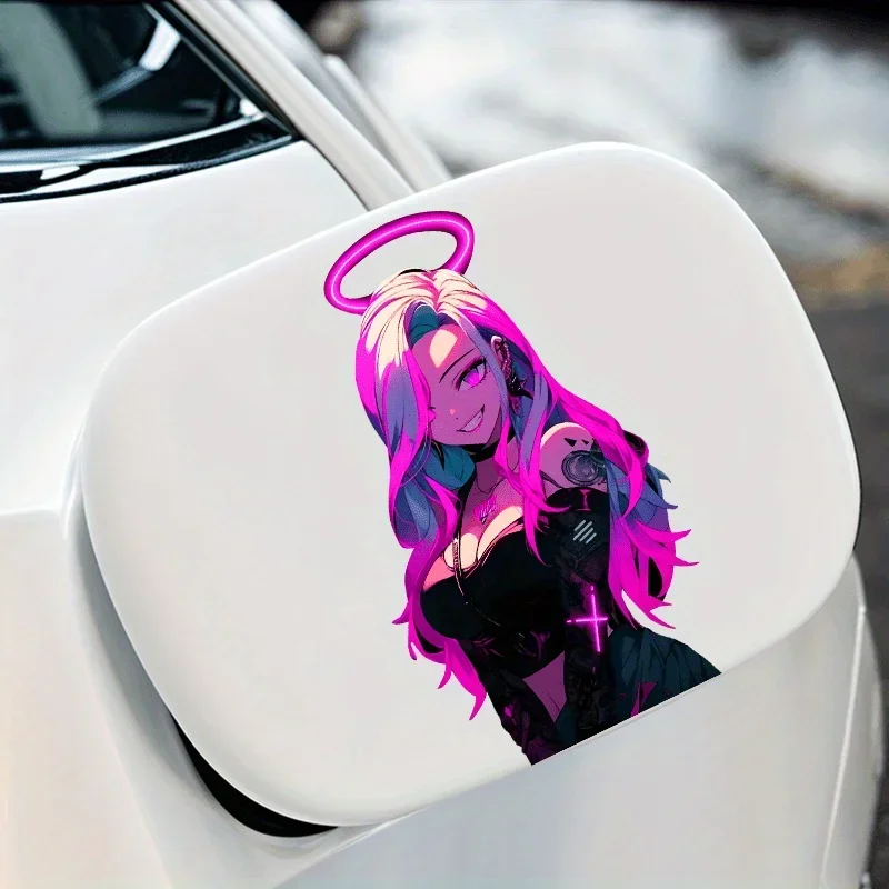 1PC ネオンアニメガールステッカー オートバイ車スタイリング装飾用 サイバーパンクテーマデカールアクセサリー