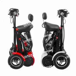 Foldable Four Wheel Electric Scooter for Old People, Seniors Travel Folding Mobility Scooter, 4 Wheels, 250W, Dual Motor, Portab