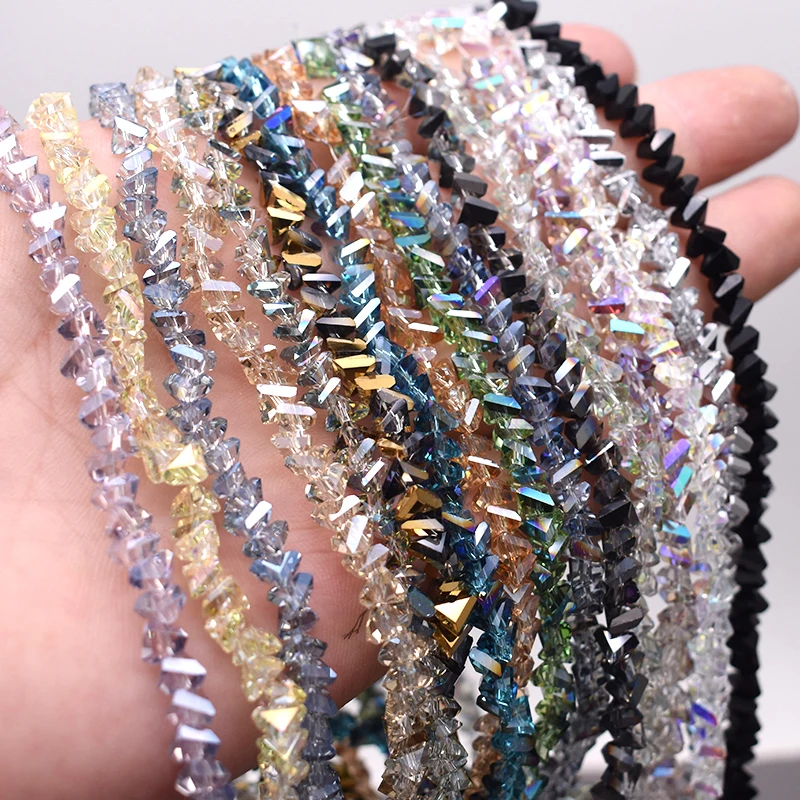 AAA High Quality 6mm Faceted Triangle Glass Beads Loose Spacer Glass Beads For Jewelry Making Earrings DIY
