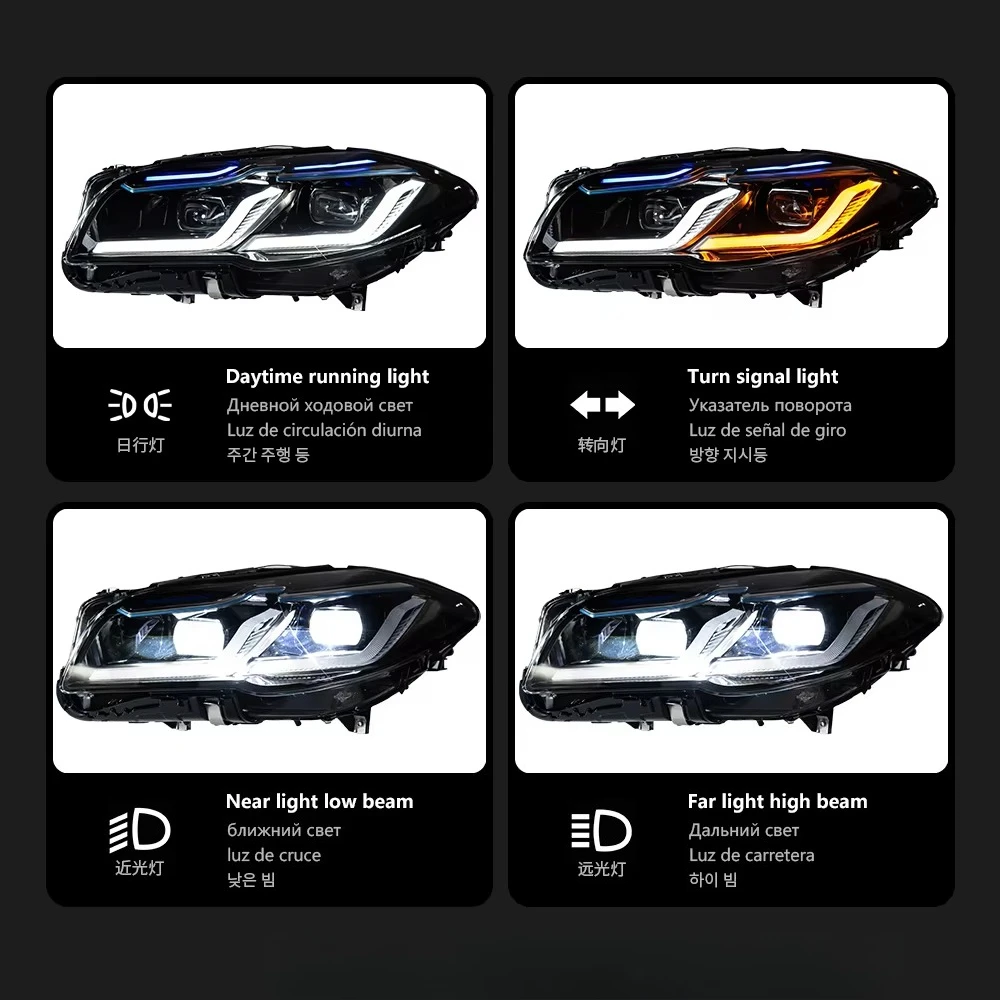 AKD سيارة التصميم رئيس مصباح ل 5 سلسلة F10 Led العلوي العارض عدسة 2010-2016 DRL إشارة اكسسوارات السيارات #3