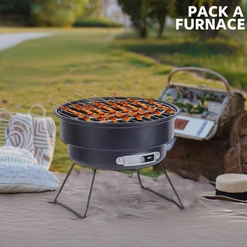 

Folding Portable Barbecue Charcoal Grill Stainless Steel Barbecue Outdoor Cooking Camping Picnicking Beach Outdoors BBQ Park
