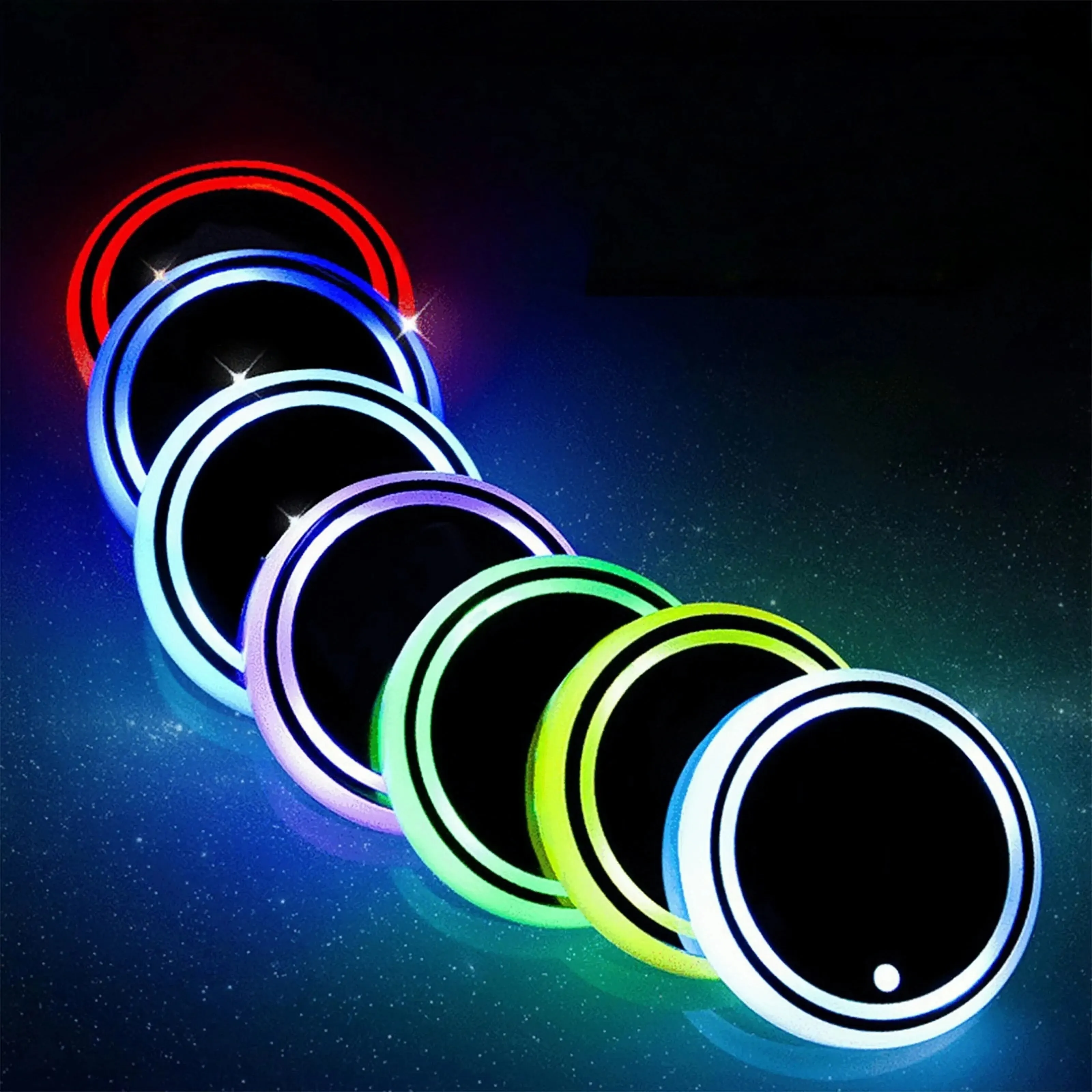 7 Colors Car LED Luminous Water Cup Pad Party Drink Cup Mat Auto Interior Atmosphere Light Decor Solar USB Non Slip Coaster