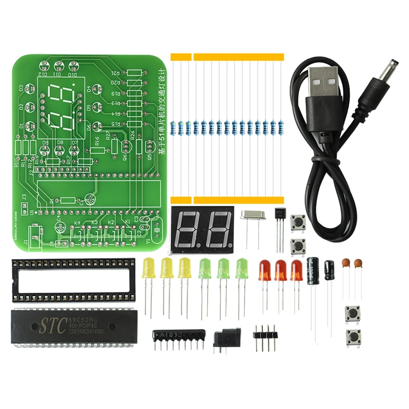 51 Microcontroller Traffic Signal Traffic Light DIY Electronic Kit Practical Training Soldering Parts to Build