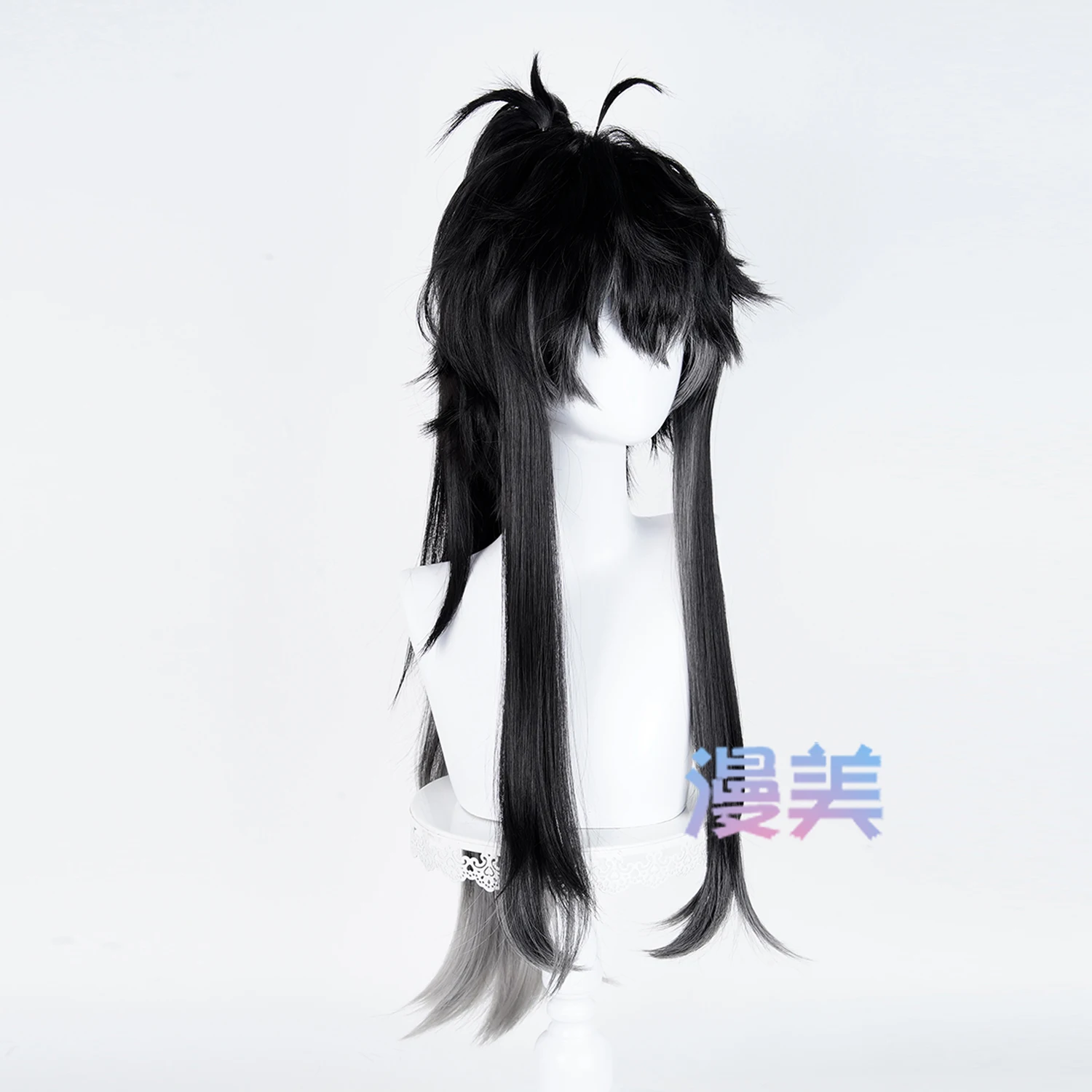 Game Wuthering Waves Qiuyuan Cosplay Pruik Qiuyuan Hoge Paardenstaart Haar Zwart en Grijs Gemengde Kleur Hallowmas Party Volwassen Vrouwen Mannen