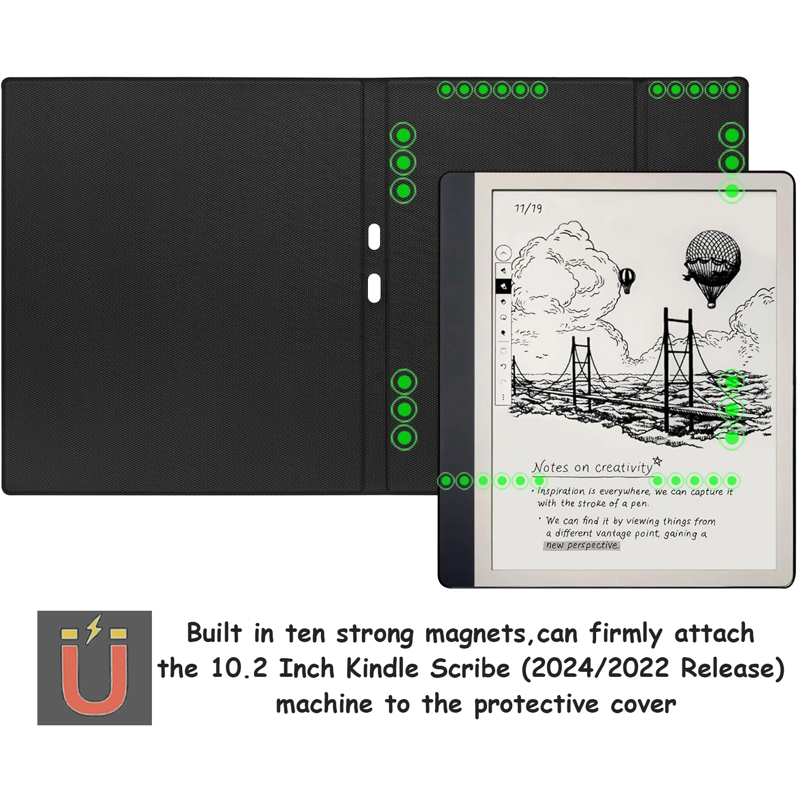 GAUGGER Magnetic Stand Case for Kindle Scribe - Ultra-Thin Cover Auto Sleep/Wake Pen Buckle for 10.2'' Kindle Scribe 2022/2024