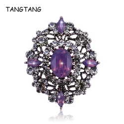 TANGTANG Vintage Flower Brooch Luxury Rhinestone Brooch Micro Inlaid Crystal Brooch For Women Jewelry Accessories Gifts Baroque