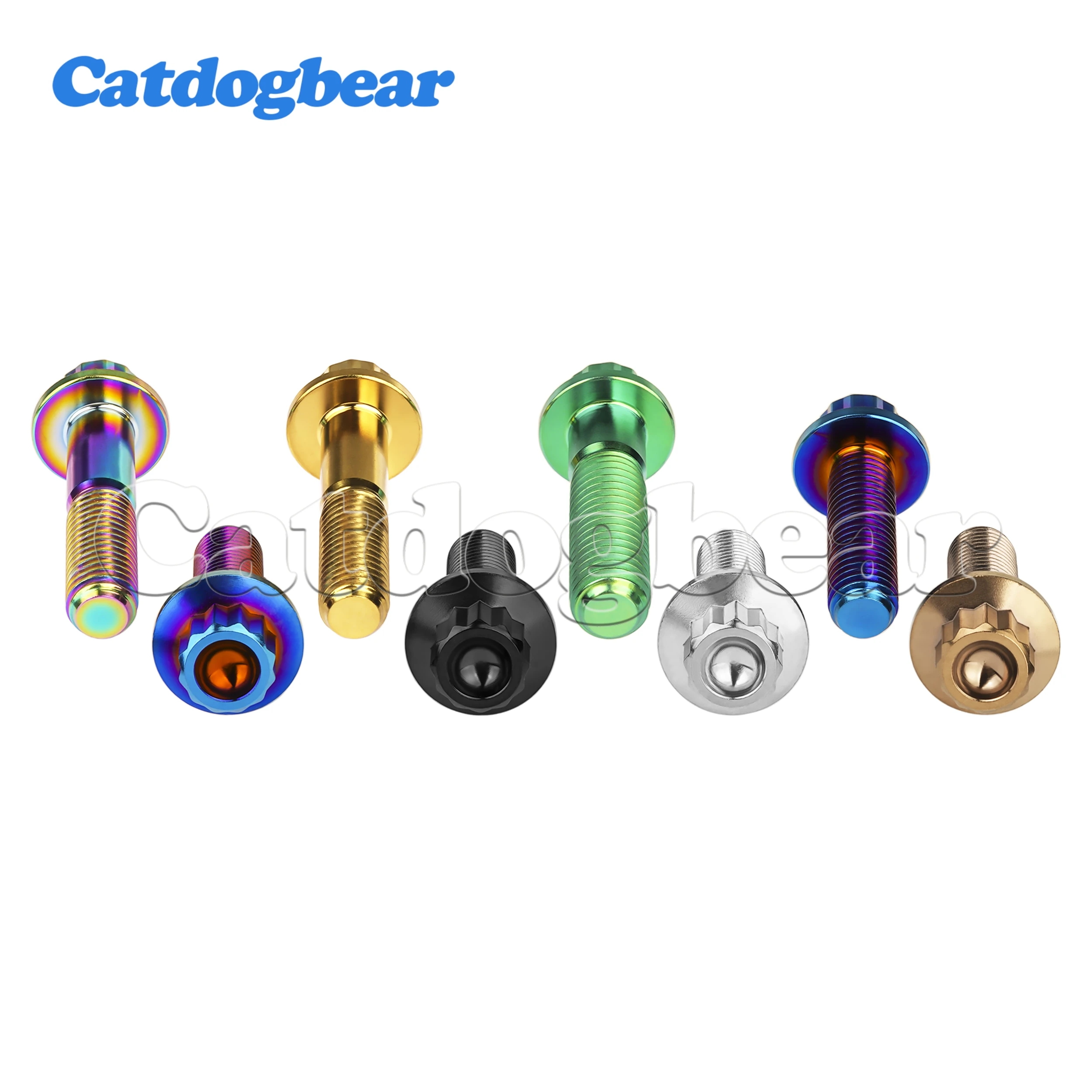 Catdogbear Titanium Bolt  4PCS M7x24/32mm M8x32mm Flange 12 Points Screw for Car Wheel Split Rim