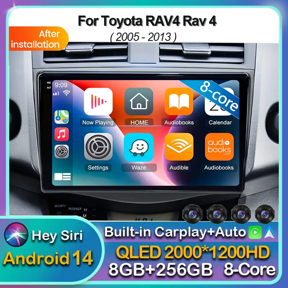 

Android 14 Carplay Auto Car Radio For Toyota RAV4 Rav 4 2005 - 2009 2010 2011 2012 2013 Multimedia GPS Player Stereo WIFI+4G DSP