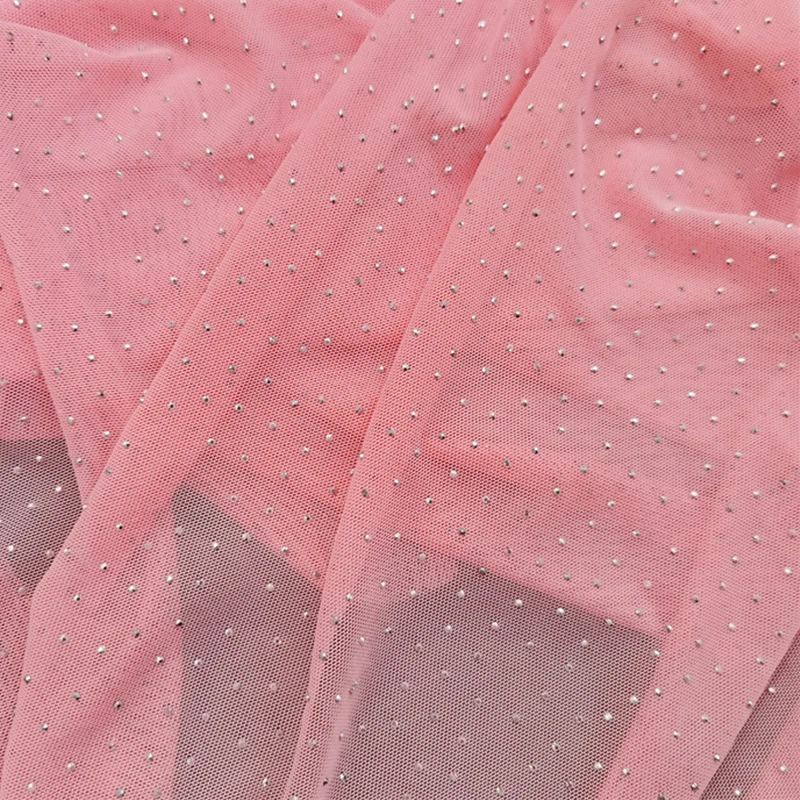 

High Elastic 40D Polyester Mesh Fabric Hot Drilling Soft Skin-friendly Clothing Fabric for Women's Slim Mesh T-shirt Yoga Suit